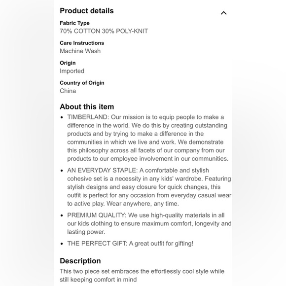 Timberland Baby Boys 2 Piece Set - Picture 2 of 2